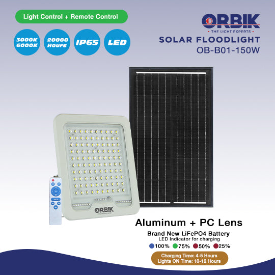 ORBIK SOLAR LED FLOOD LIGHT OB-SFL03-150W – Rockford