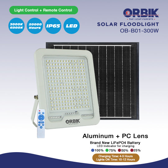 ORBIK SOLAR LED FLOOD LIGHT OB-SFL03-300W – Rockford